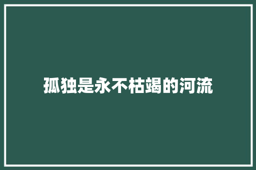 孤独是永不枯竭的河流