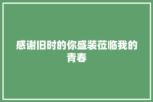 感谢旧时的你盛装莅临我的青春
