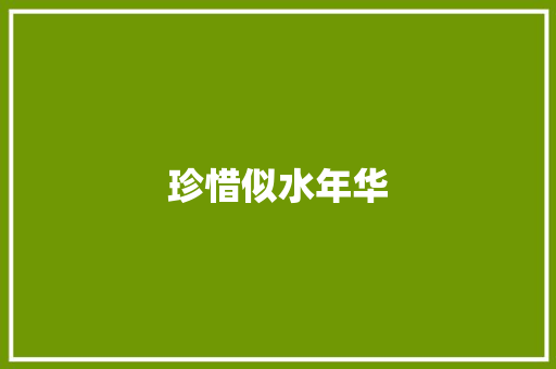 珍惜似水年华