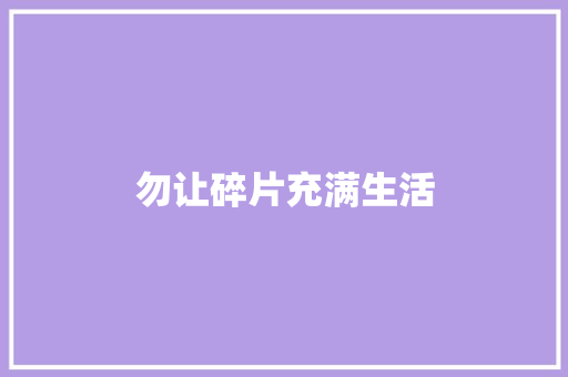 勿让碎片充满生活