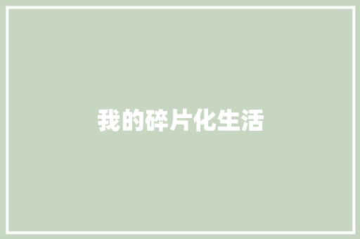 我的碎片化生活