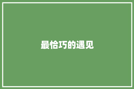 最恰巧的遇见