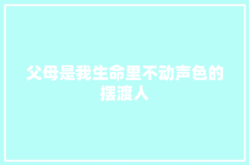 父母是我生命里不动声色的摆渡人