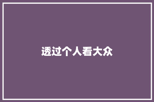 透过个人看大众