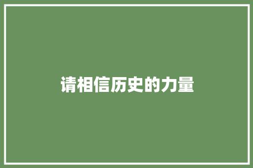 请相信历史的力量