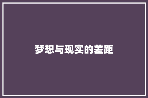 梦想与现实的差距