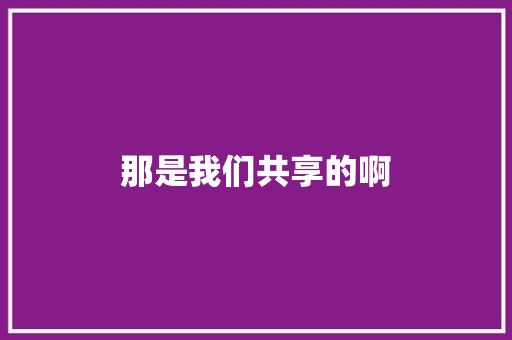 那是我们共享的啊
