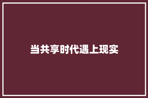 当共享时代遇上现实