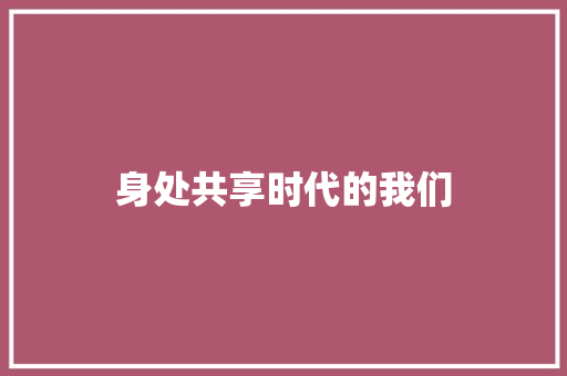 身处共享时代的我们