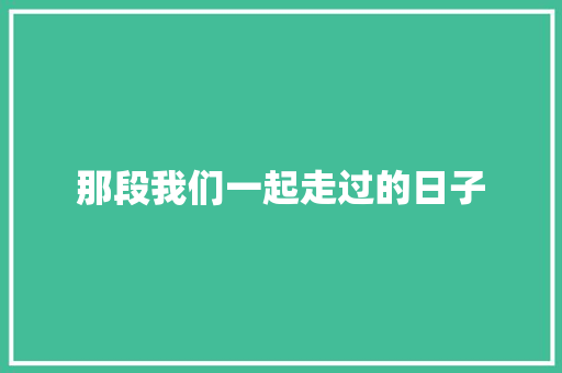 那段我们一起走过的日子