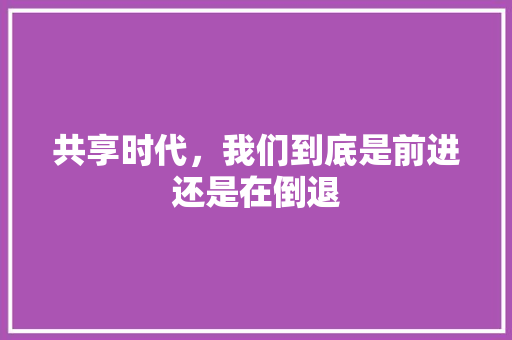 共享时代，我们到底是前进还是在倒退