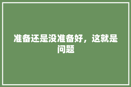 准备还是没准备好，这就是问题