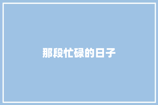 那段忙碌的日子 知识百科