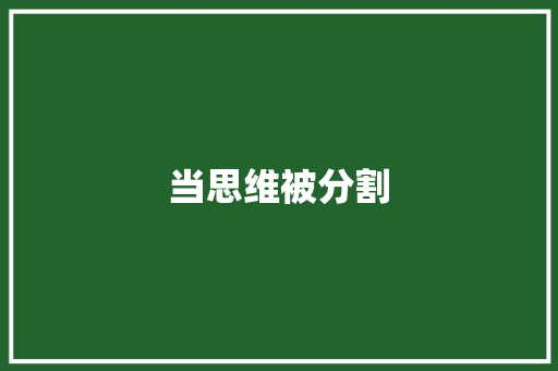 当思维被分割