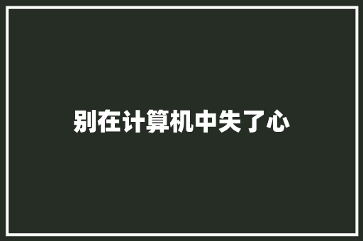 别在计算机中失了心