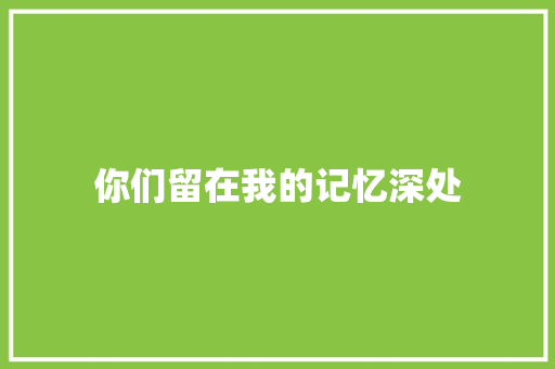 你们留在我的记忆深处
