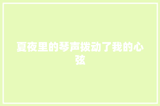 夏夜里的琴声拨动了我的心弦