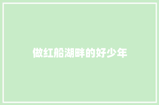 做红船湖畔的好少年