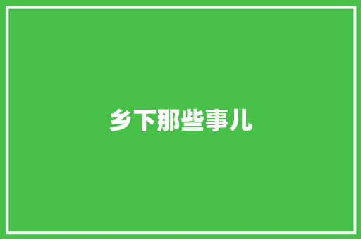 乡下那些事儿