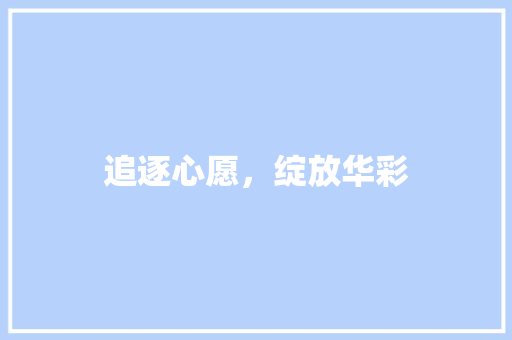 追逐心愿，绽放华彩
