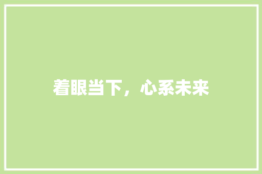 着眼当下，心系未来