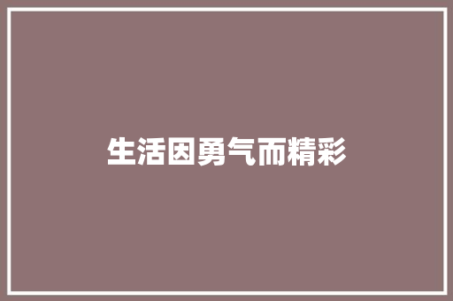 生活因勇气而精彩