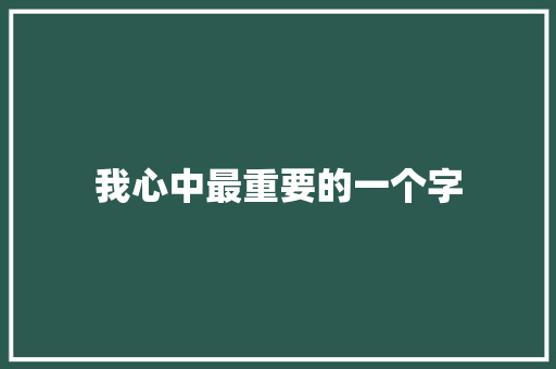 我心中最重要的一个字