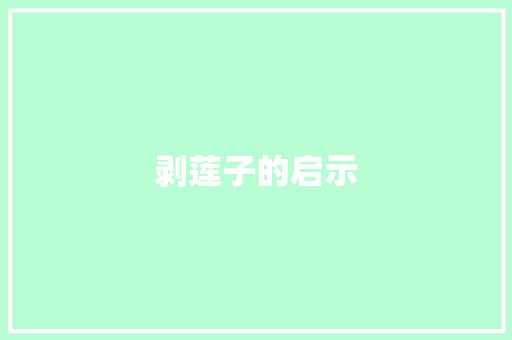 剥莲子的启示