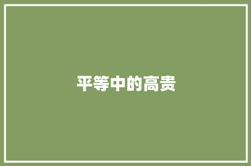 平等中的高贵