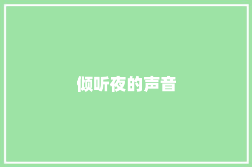 倾听夜的声音