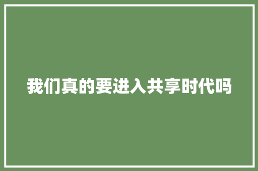 我们真的要进入共享时代吗