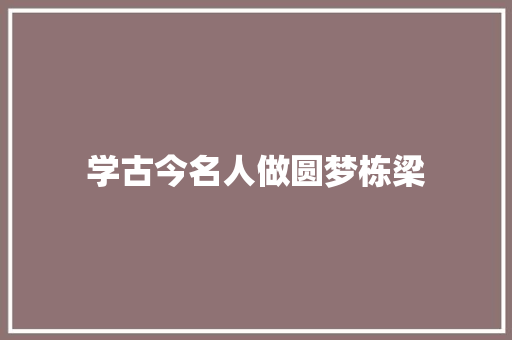 学古今名人做圆梦栋梁