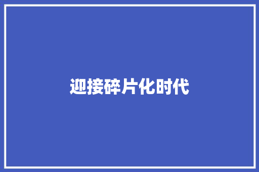 迎接碎片化时代