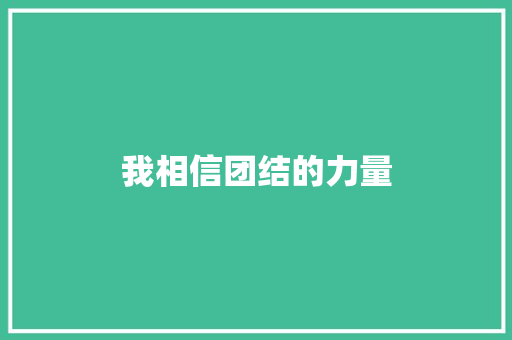 我相信团结的力量