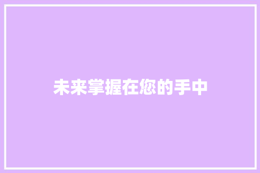 未来掌握在您的手中