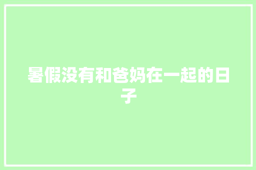 暑假没有和爸妈在一起的日子