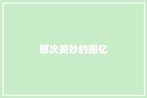 那次美妙的回忆