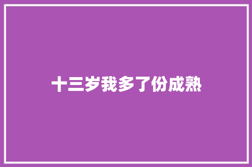 十三岁我多了份成熟