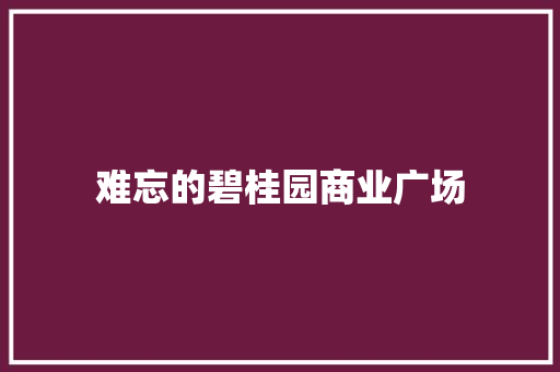难忘的碧桂园商业广场