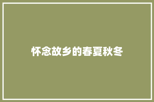 怀念故乡的春夏秋冬