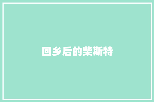 回乡后的柴斯特