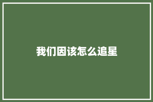 我们因该怎么追星 知识百科