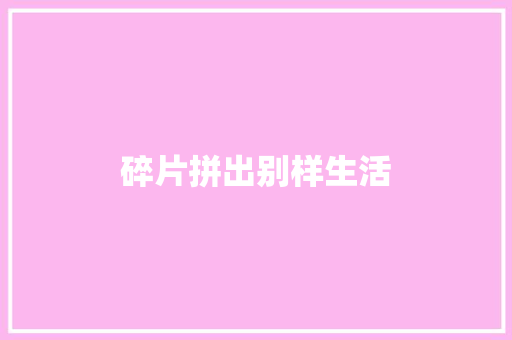 碎片拼出别样生活