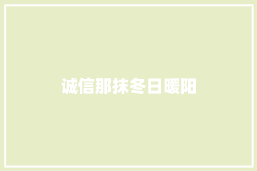 诚信那抹冬日暖阳