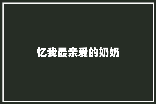 忆我最亲爱的奶奶