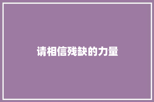 请相信残缺的力量