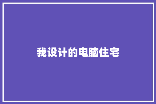 我设计的电脑住宅