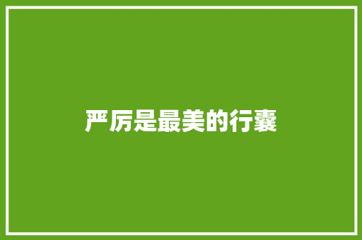 严厉是最美的行囊