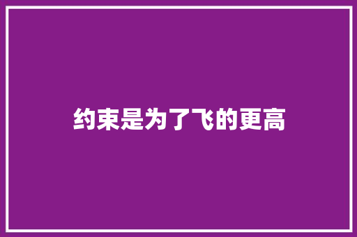 约束是为了飞的更高