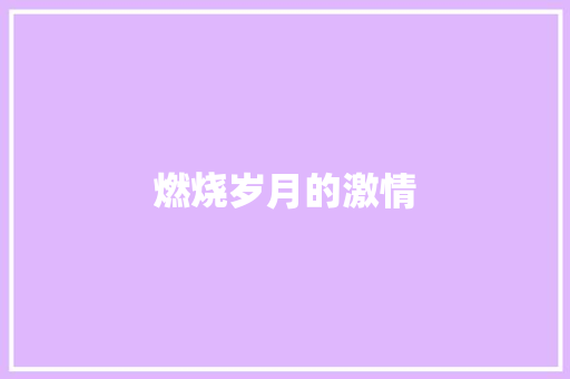 燃烧岁月的激情